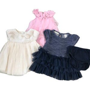 Baby Girl Dresses Lot of 3 First Impressions & Unbranded 6-9 Months, Pre-Owned